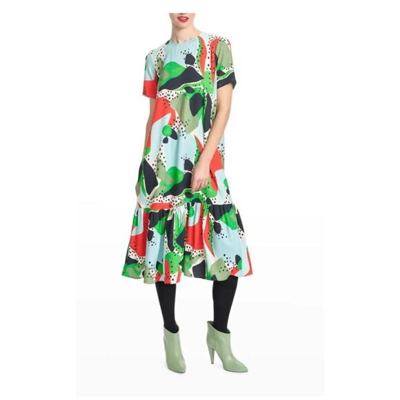 Anthropologie Corey Lynn Calter Midi Dress “Kora” Sz M Abstract Boho Artsy Maxi - Picture 1 of 16